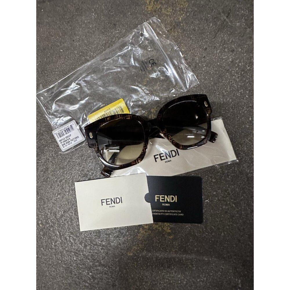 Fendi Acetate Sunglasses Havana Pattern Brown Logo Oversized